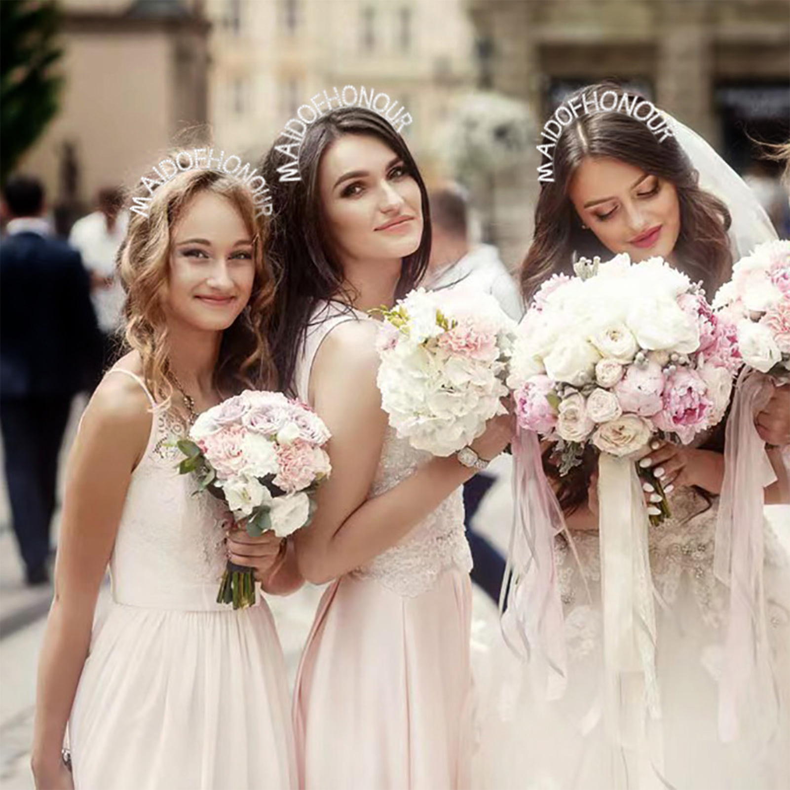 Accesorios para el cabello para dama de honor, diadema con diamantes de imitación, diademas de cristal para dama de Honor, joyería para de boda y novia