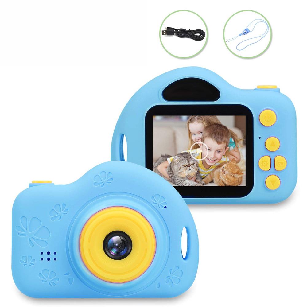 Kids Camera Toys HD 1080P Digital Photo selfie Video Camera Children Digital Zoom Camcorder with Flash Memory Card: Blue / Without TF Card