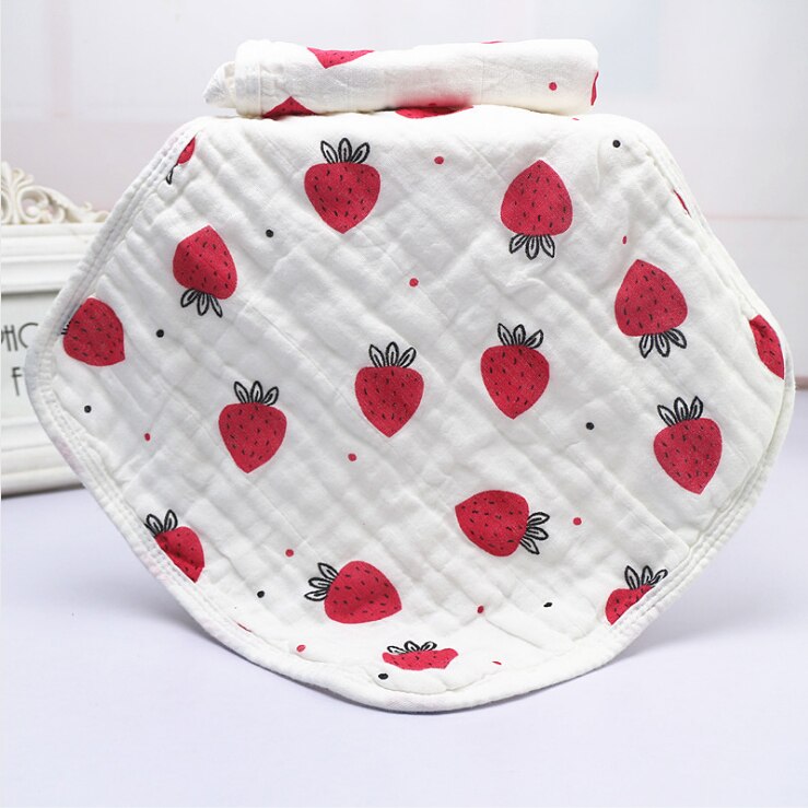 1 stuk Wasoyoli Kleurrijke Gedrukt Burp Clothsf 30*30 CM 100% Mousseline Katoen 6 Lagen Zakdoek Zachte Baby Handdoek: StrawBerry