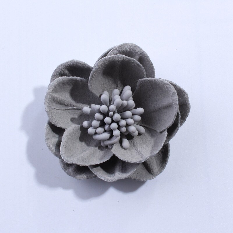 10 pièces 5 CM solide artificielle feutre fleurs pour cheveux accessoires avec étamine bandeau vêtements accessoires U choisir les couleurs: Gray