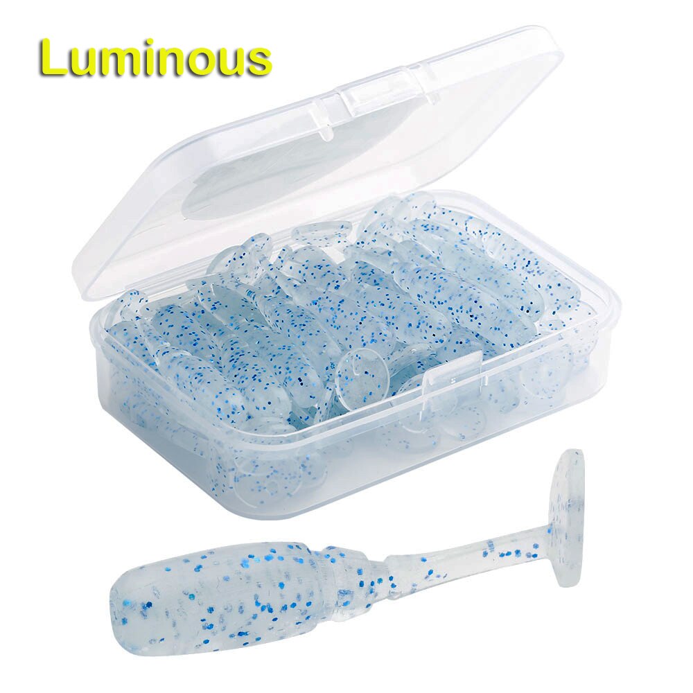 Johncoo 40 stk ajing fiskeri lokke 35mm 0.68g stenfisk ocean rock agn nål hale blød lokke kunstig agn: E lysende