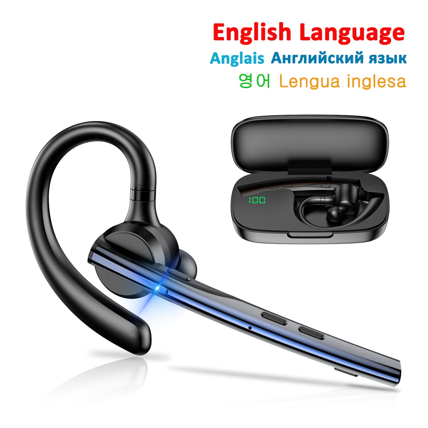 New Bee M54 Cuffie da guida Bluetooth Cuffie wireless con doppio microfono Auricolari vivavoce singoli con cancellazione del rumore: Rosso