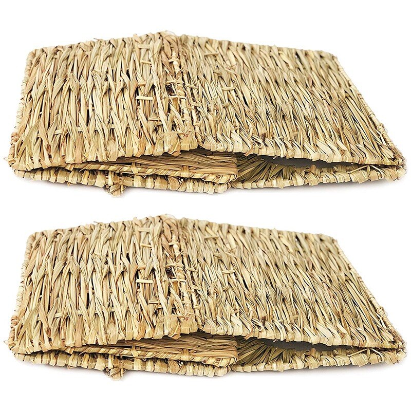 Straw Straw House, Suitable for Rabbits, Guinea Pigs and Small Animals. Open Foldable Toy House 2 Packs