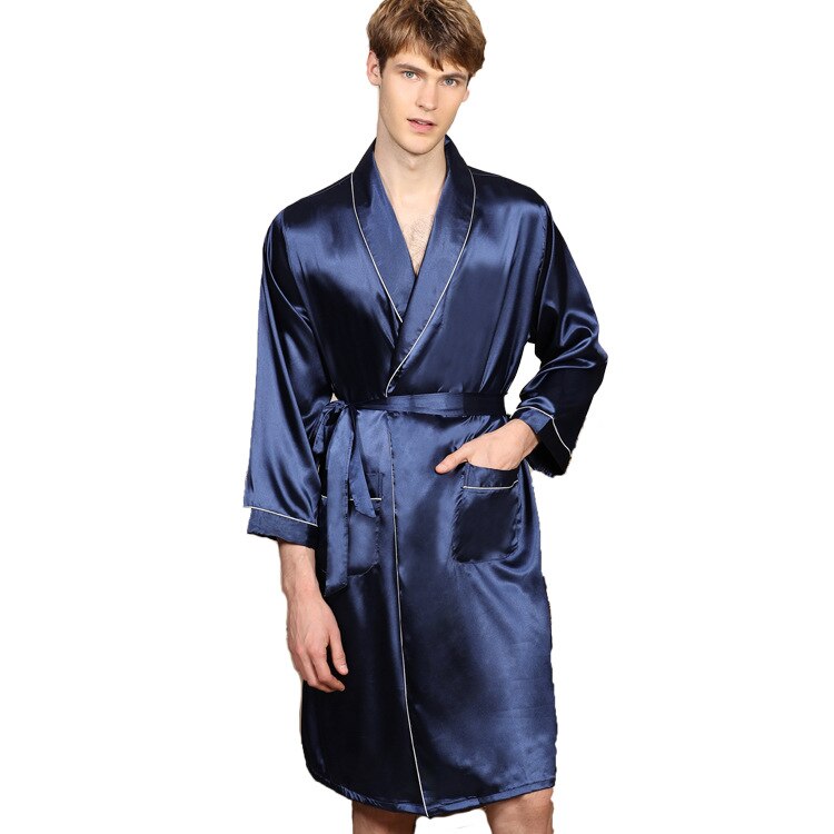 Herr sommarrock morgonrock ren färg badrock långärmad tunn morgonrock szlafrok morgonrock herr peignoir homme bata hombre