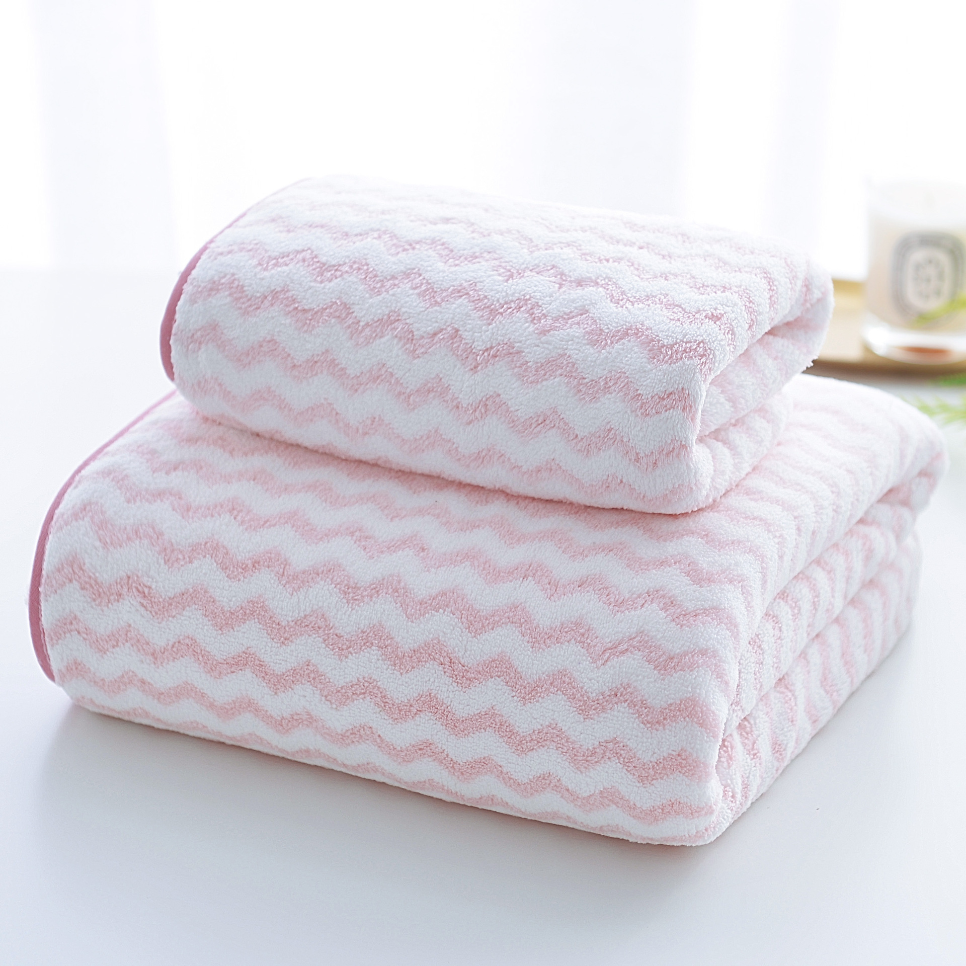 Super Soft Thicken Absorb Water Coral Velvet Bath Towel Face Towels Set Breathable Cozy Quick Dry Home Hotel Beach Towel Sets: Pink