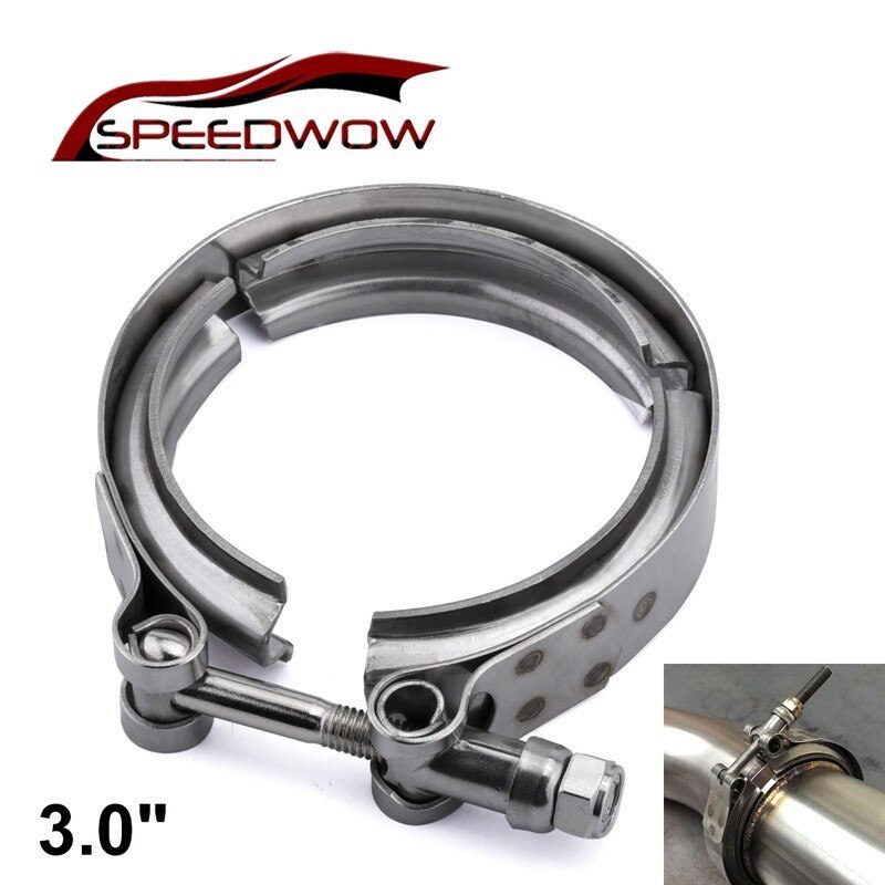 ESPEEDER 3.0inch Steel Stainless Exhaust V Band Clamp Flange Kit For Turbo Exhaust Pipes Turbo Downpipe Exhaust Clamp V band