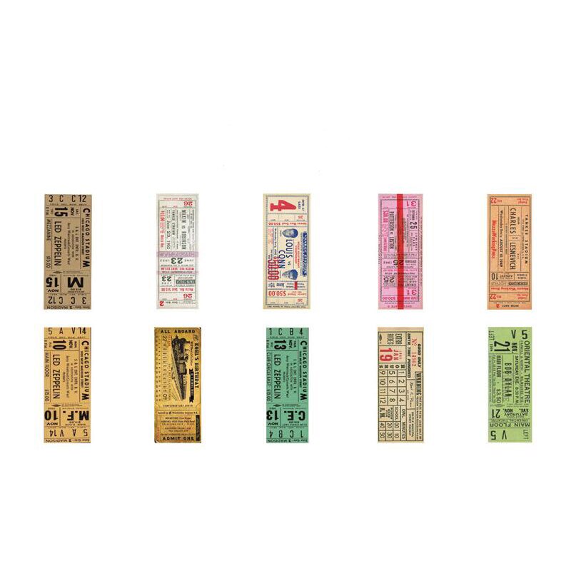 30pcs Ticket Stamp Series Color Handbook Sticker Retro Letterhead Travel Notebook Sticker cute Stationery: 7