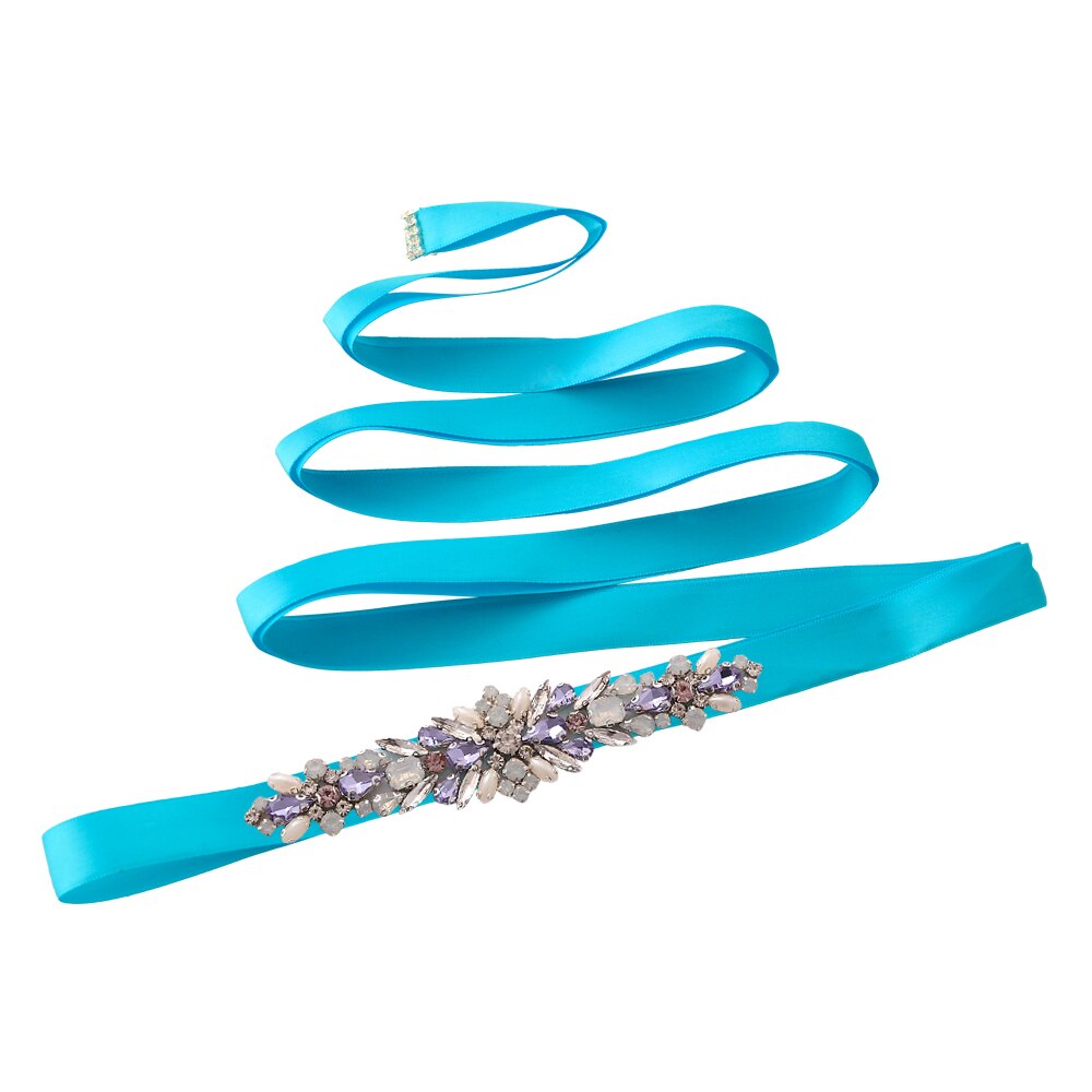 Trixy  s451 ursnygga bröllopsbälte skärp dam strass bälte brud skärp bälte kristall bälte diamant bälten för bröllop tillbehör: Blå