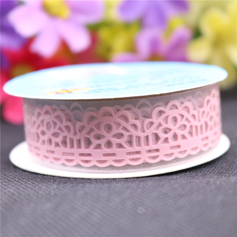 1 stücke Süssigkeit Farben Spitze Band Dekoration Rolle DIY Washi Dekorative klebrig Papier Maskierung Band Klebeband Sammelalbum Band