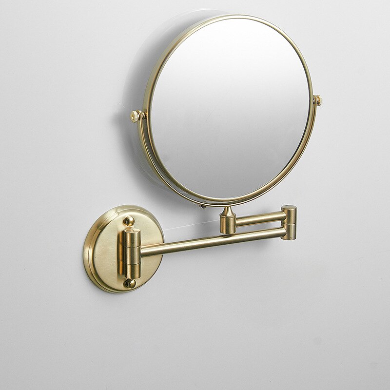 Espejo de maquillaje de oro rosa para baño, espejos redondos de latón negro mate, espejo de afeitado con aumento de 3X, espejos plegables de doble cara de 8 pulgadas