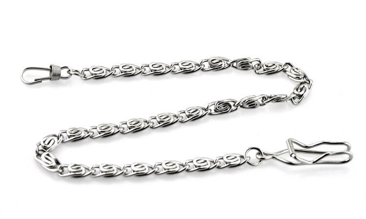37.5cm rustfrit stål kæde halskæde til mænd kvinder ur tilbehør lommeur kæde: Hvid