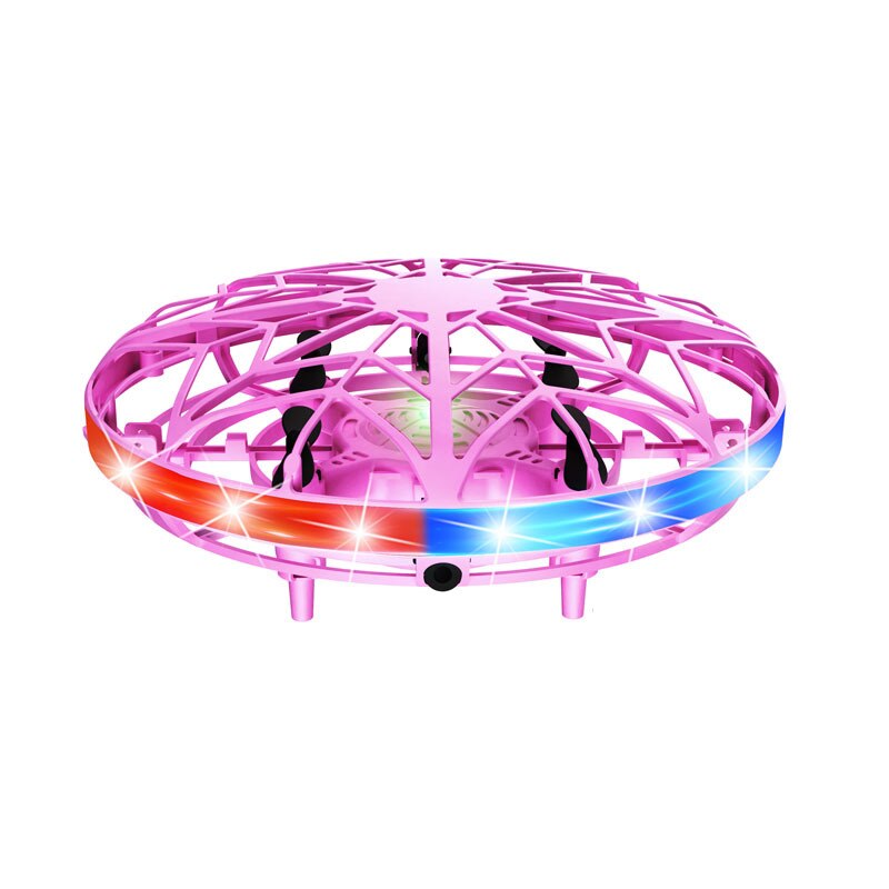 UFO bambini telecomando giocattoli elettrici per ragazzi gesto rilevamento aeroplano Fidget giocattolo antistress adulti RC Quadcopter bambini: Pink