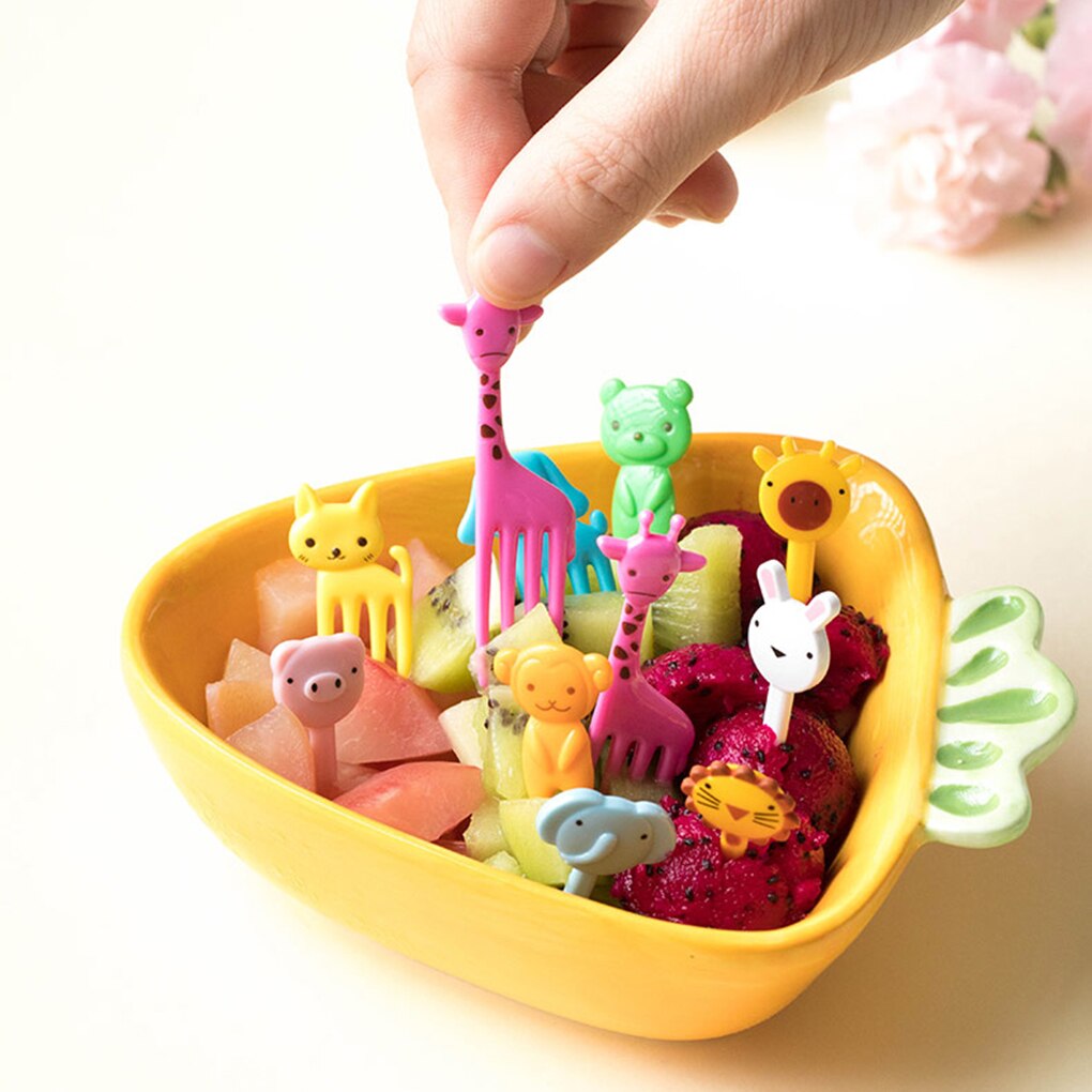 34/38pcs Animal Farm Fruit Fork Mini Cartoon Children Fruit Decor Stick Fruit Pick Toothpick Lunches Party Decor Random Color