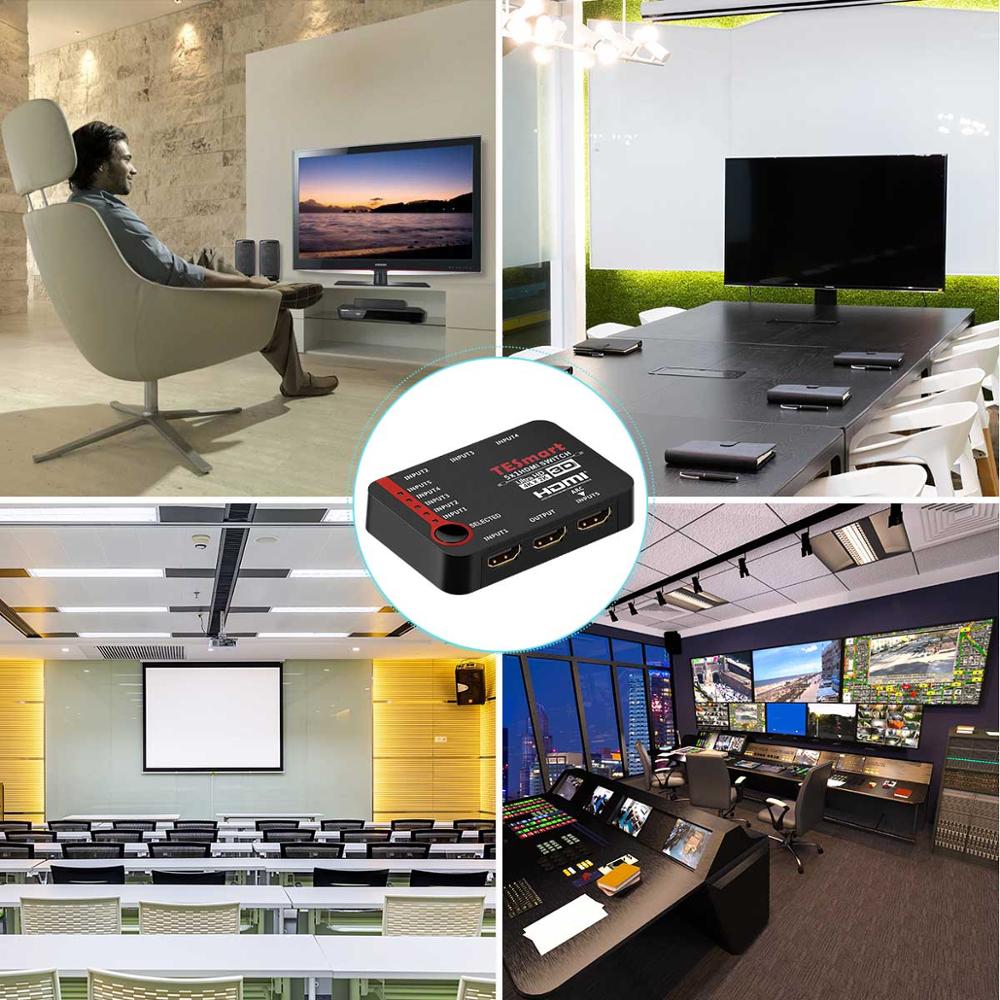 5 ports HDMI Switches 5 in 1 HDMI Switch HDMI Switch Splitter fulled support HDTV 3D 4K Black