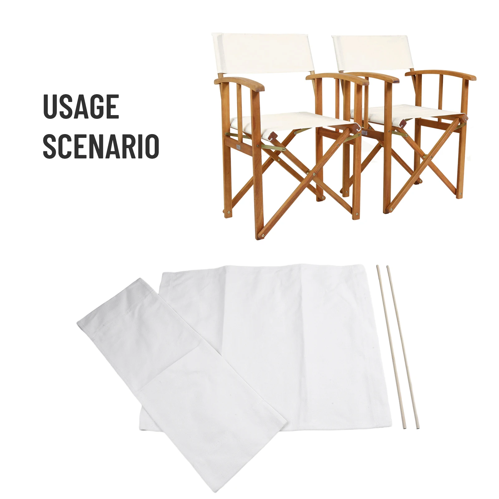 Kit de fundas de asiento de silla lavables, reemplazo de asiento de silla de Director, cubierta de lona, accesorios para sillas de Director con varilla redonda