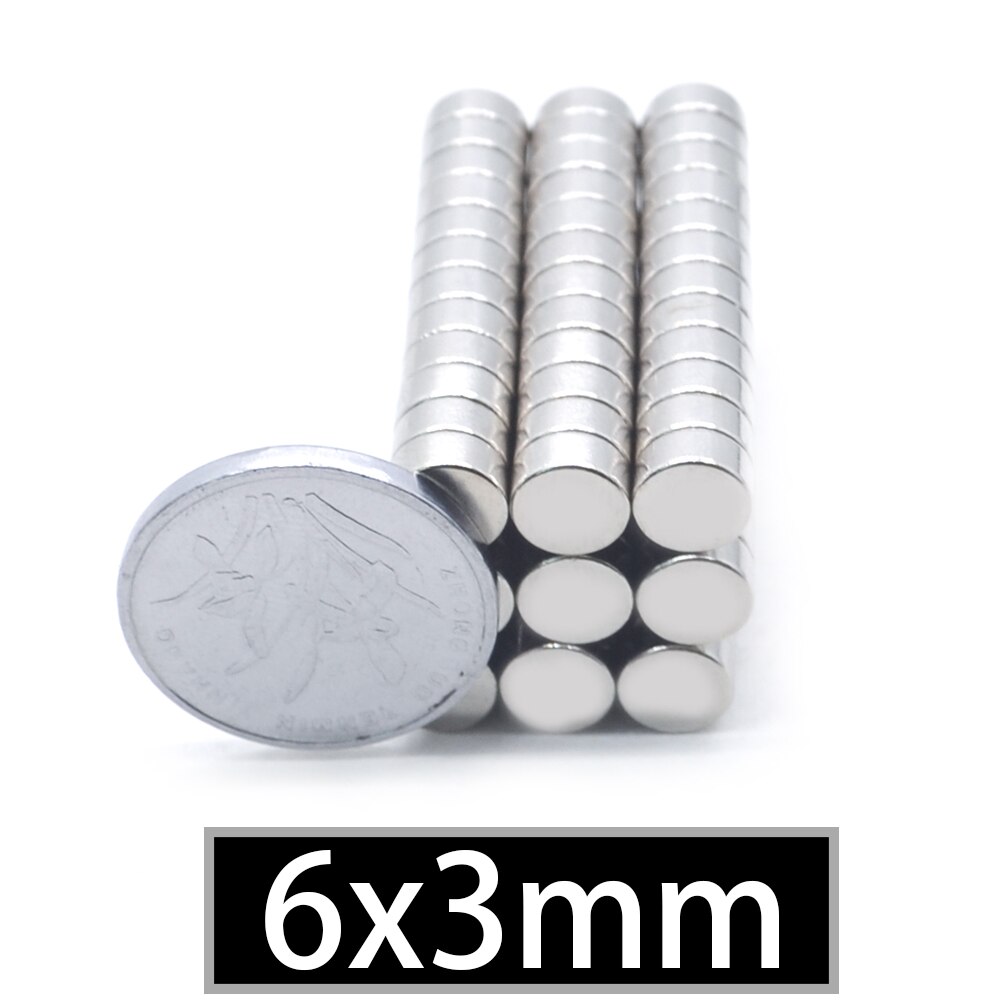 10/50/100/200 kpl 6 x 3 neodyymimagneetti 6mm x 3mm n35 ndfeb pyöreä supertehokas vahva kestomagneettinen imanes-levy 6 x 3