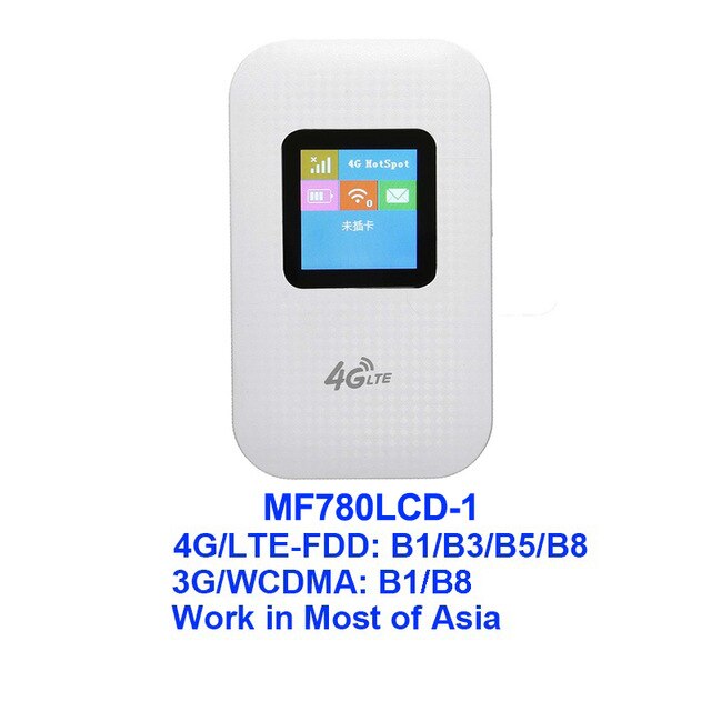 YIZLOAO 4G LTE Wifi Router Mobile Hotspot Mifi 150Mbps Modem Wireless 3G 4G Wi-Fi Router With Sim Slot Car Broadband: MF780LCD-1