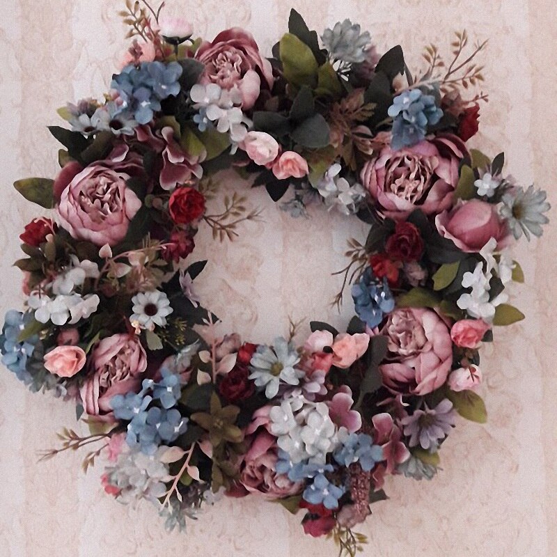 53cm dørs krans stor krans kunstig blomst krans væghængende dør dekoration boligindretning bondehus indretning