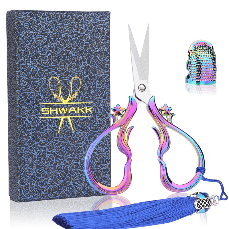 SHWAKK European Retro Scissors Cross Stitch Antique Vintage Scissors Thread Embroidery Scissor Sewings For Handicraft DIY