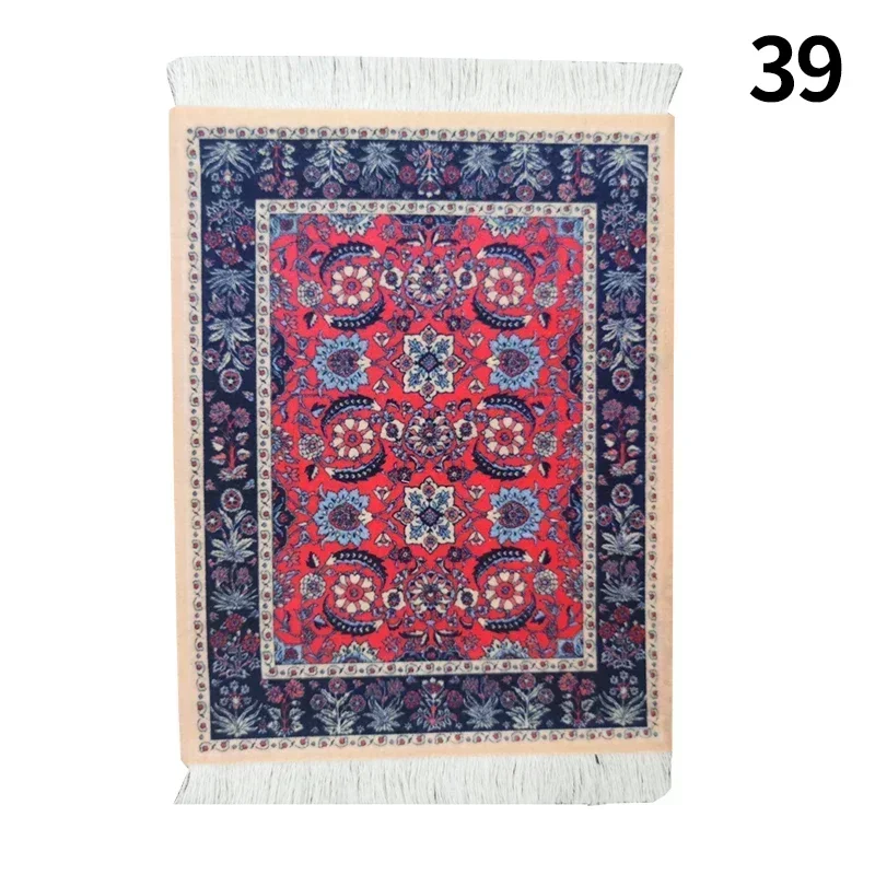 PC Mouse Pad Persian Mini Woven Rug Mat Mousepad Retro Style Carpet Pattern Cup laptop with Home Office Table Decor Craft table: Khaki