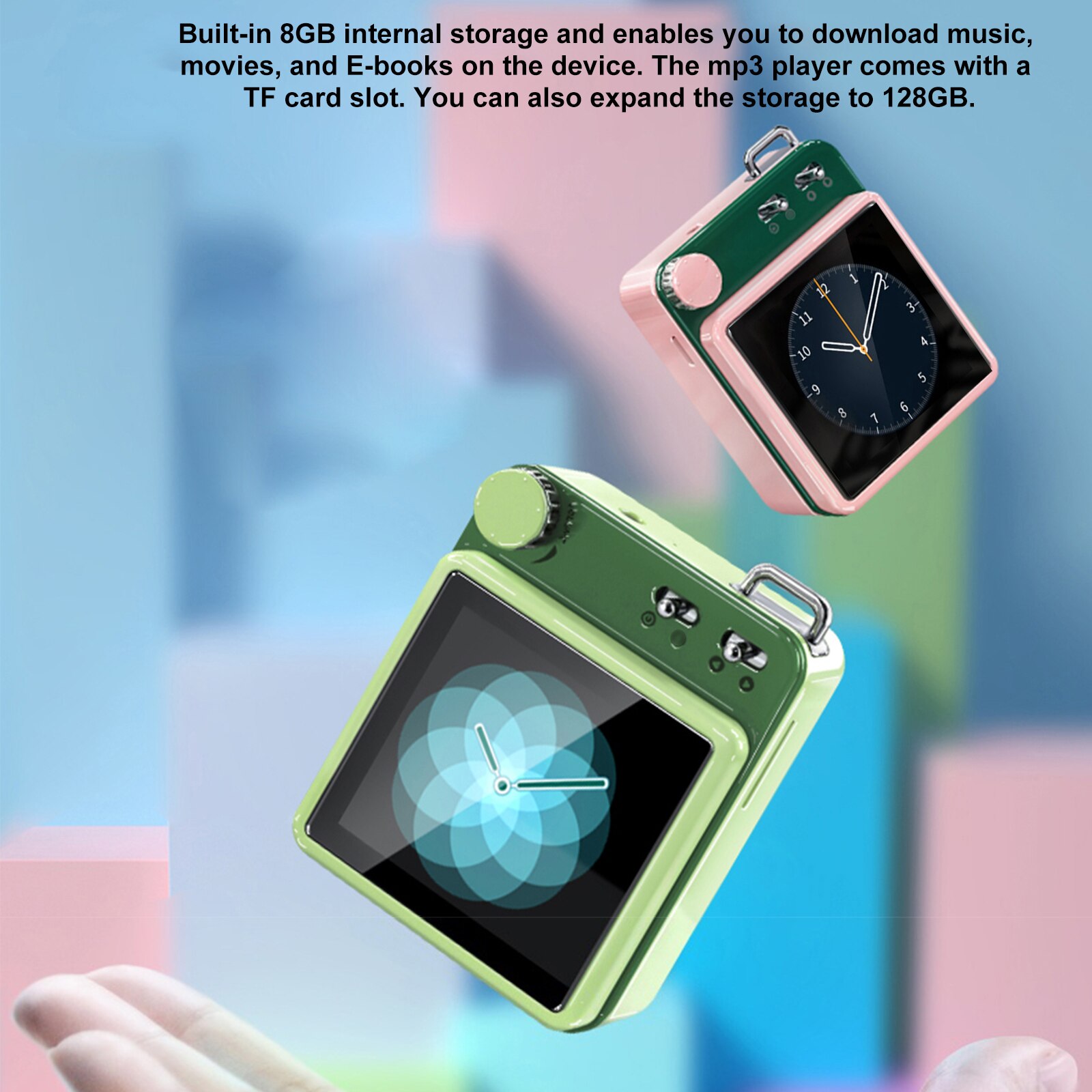 mahdi/M188 BT MP3 Portable Music Video Player Mini 1.54-inch Screen with Speaker FM Radio Recording Stereo MP4 3.5mm Audio