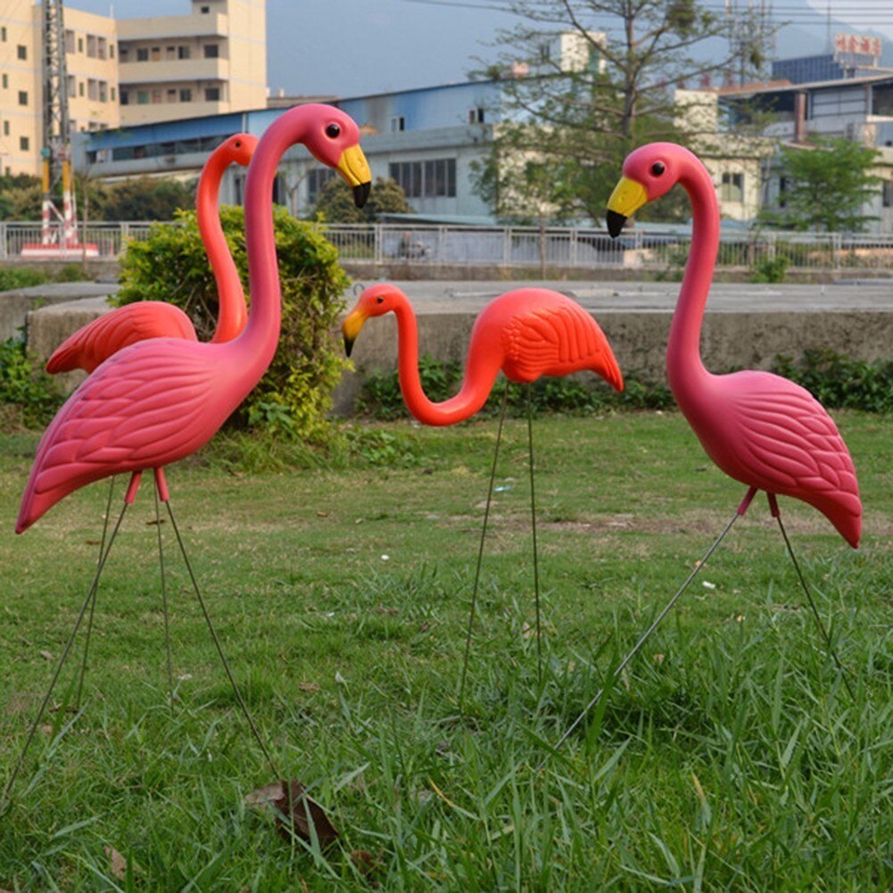 2Pcs Lifelike Artificial Red Flamingo Ornament Home Garden Lawn Decoration Christmas Party Balcony Decoration