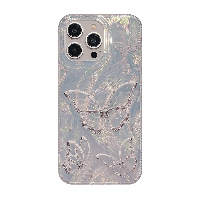Bling Glitter Starry Butterfly Gradient Case For iPhone 15 Pro Max 14 13 11 12 16 Plus Shockproof Protective Back Cover: For iPhone 15 Pro / black