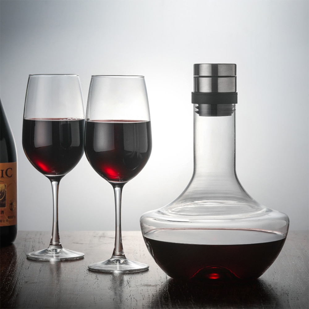 Bar Wine Accessories Glass Decanter Water Glasses Large For Family Bottle Jug Pourer Aerator Handmade Crystal 1400ML Breathing