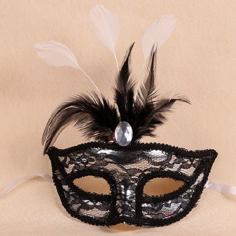 Feather Lace Partij Masker Vrouwen Venetiaanse Fiber Masker Maskerade Fancy Dress Party Prinses Veer Masker