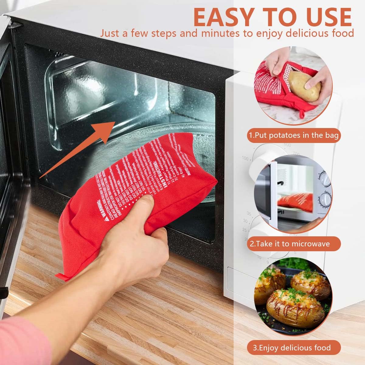1/2 Uds. Bolsa para horno microondas, cocina de patatas, patatas al horno, patatas para cocinar en microondas, accesorios de cocina rápidos, utensilios de cocina