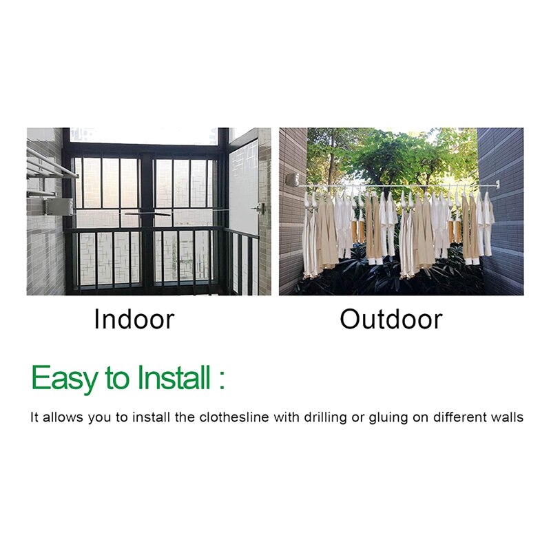 Retractable Clothesline,Wall Mounted,Heavy Duty Widened Drying Laundry Clothes Line with Windproof Hanging Holes(White)
