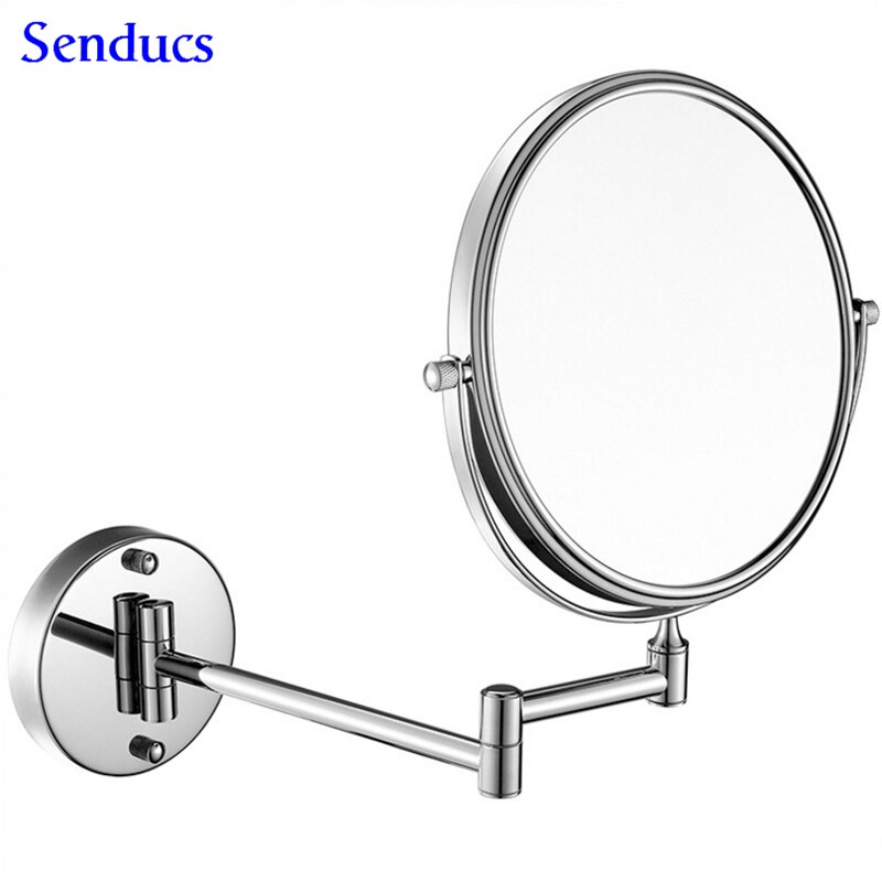 Senducs Antieke Badkamer Spiegel 3x Vergrootglas Bad Spiegel Met 8 inch Badkamer Inklapbare Spiegels Met Massief Messing Bad Spiegel: chrome