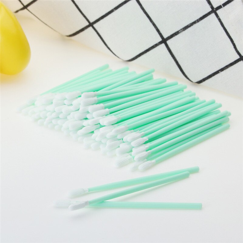 100Pcs Polyester Wattenstaafje Sticks Microfiber Cleaning Hoofd Wattenstaafje Solvent Printer Optische Apparatuur Schoonmaken Tool