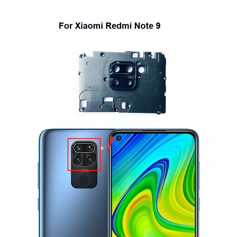 Lentille de caméra arrière pour Xiaomi Redmi Note 9 PRO 9S, verre de caméra arrière avec cadre, autocollant adhésif: note 9 Frame