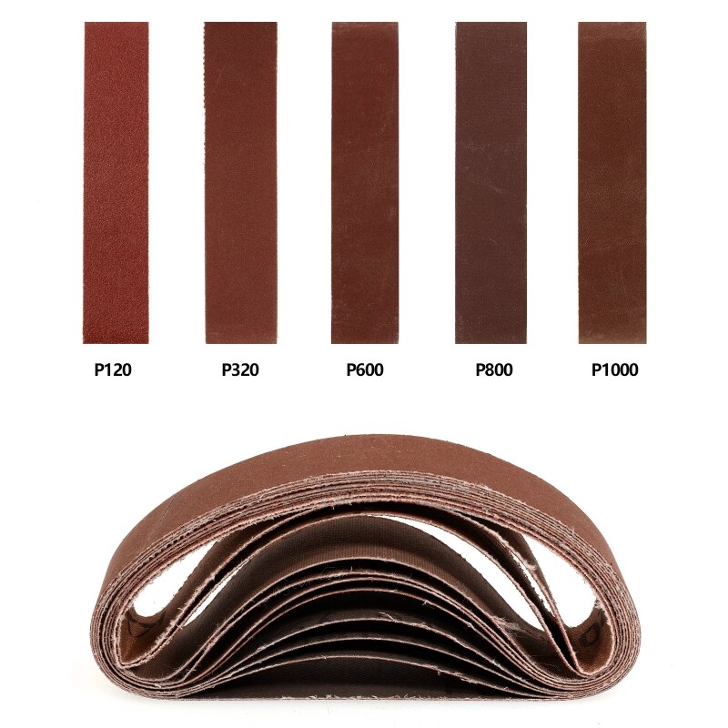 Mini Elektrische Bandschuurmachine Diy Polijsten Slijpmachine Randen Puntenslijper Cutter Multifunctionele Hout Molen 10Pcs Schuurband