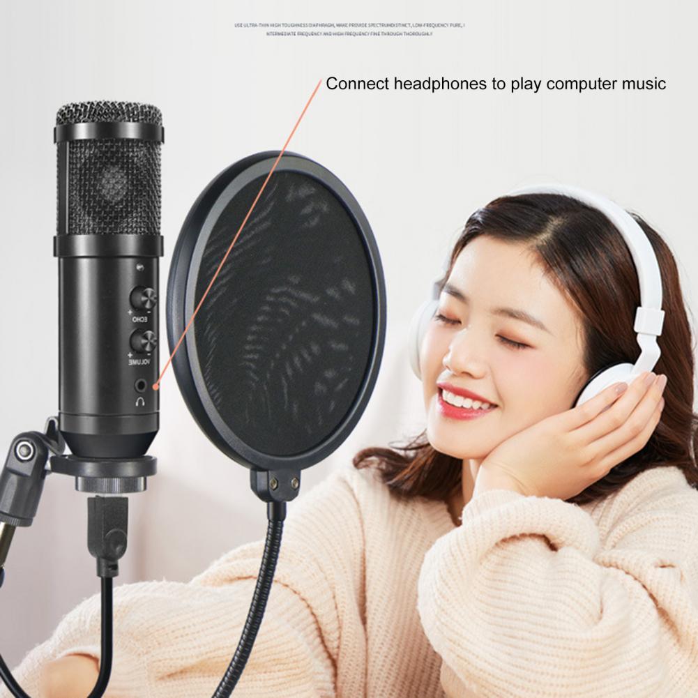 K3 USB Microphone Handheld HiFi Sound Black High Sensitivity Computer Microphone for Live