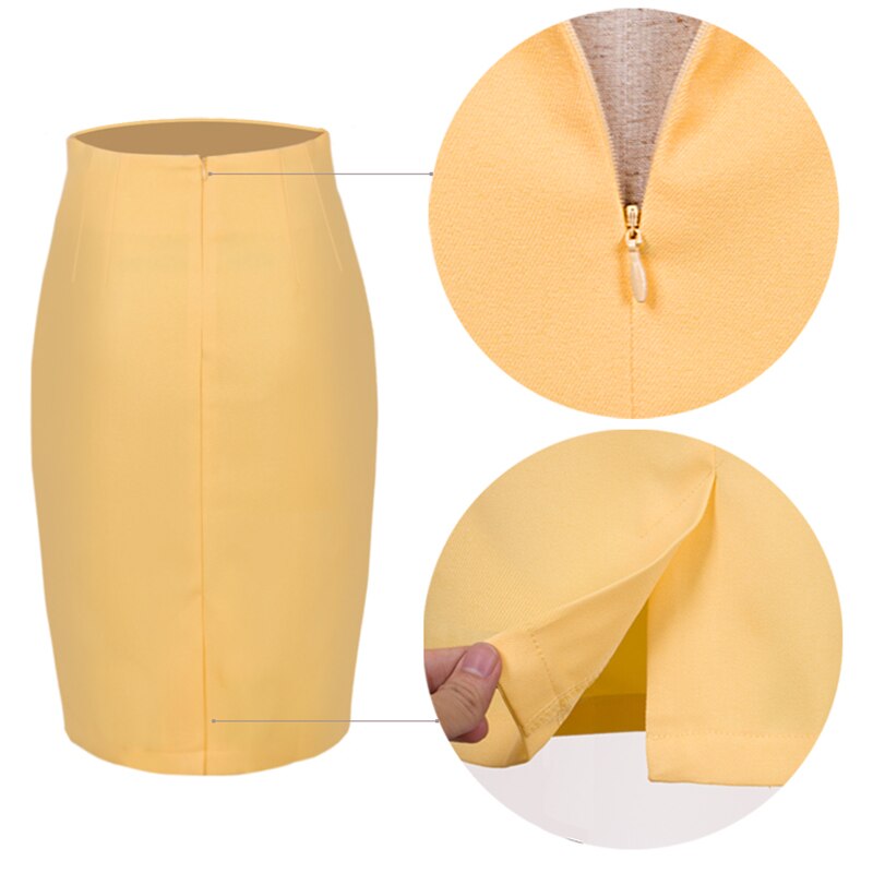 Nice-Altijd Elegante Effen Kleur Kokerrok Kantoor Werk Bodycon Vintage Rekbare Vrouwen Rokken 625