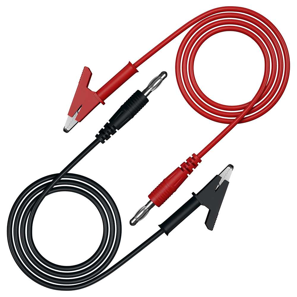 JZDZ 2pz 4mm spina a Banana a coccodrillo clip multimetro cavi di prova cavo linea ponticello filo 1m/3.3ft rosso nero: Rosso