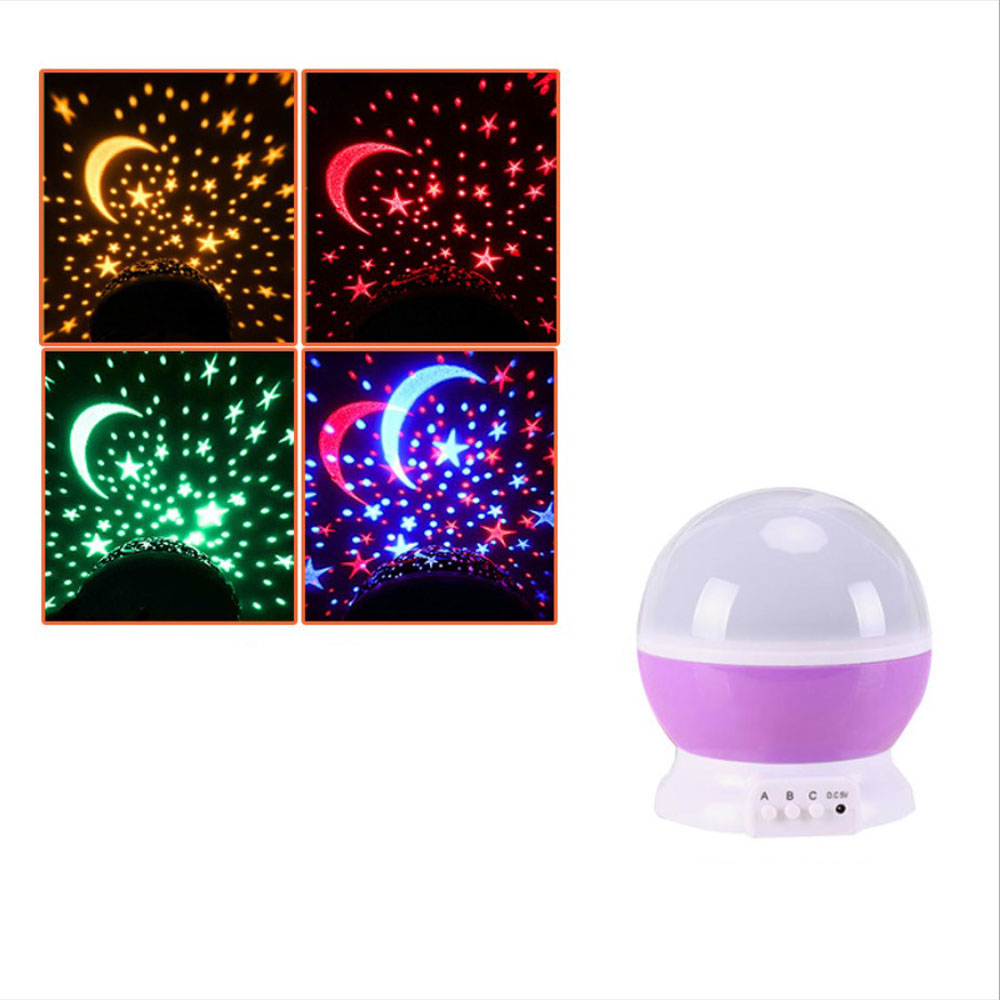 Lichtgevende Speelgoed Led Night Sky Flash Bal In-Usb Interface Prachtige Ster Maan Patroon Projector Voor Peuter: Paars