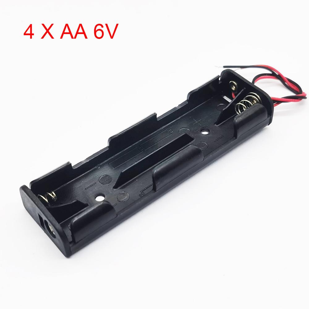 4x aa 6v batteribox aa batterihållare 4* aa batteriförvaringsbox lång remsa typ med ledning