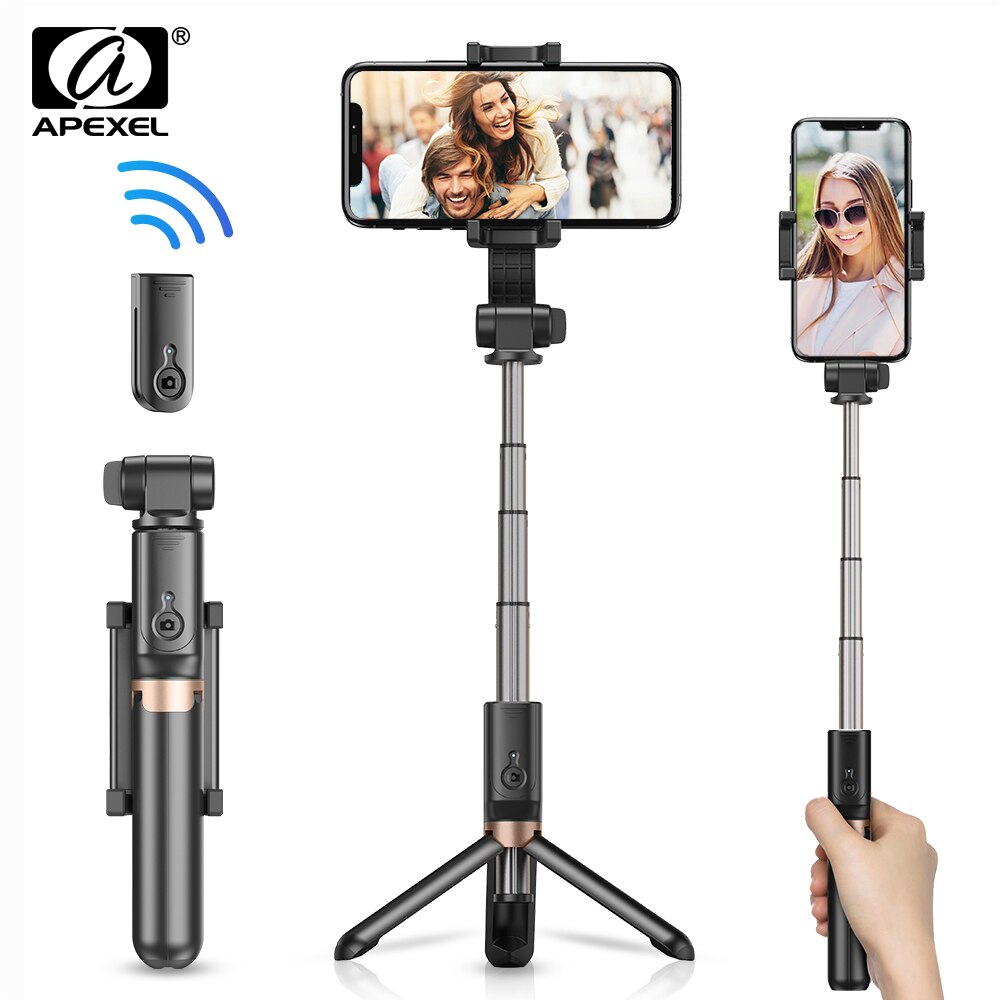 Apexel Draagbare Mini Uitschuifbare Afstandsbediening Selfie Stok Statief Met 360 Graden Rotatie Met Anti-Schudden Stabilisator Voor Smartphones