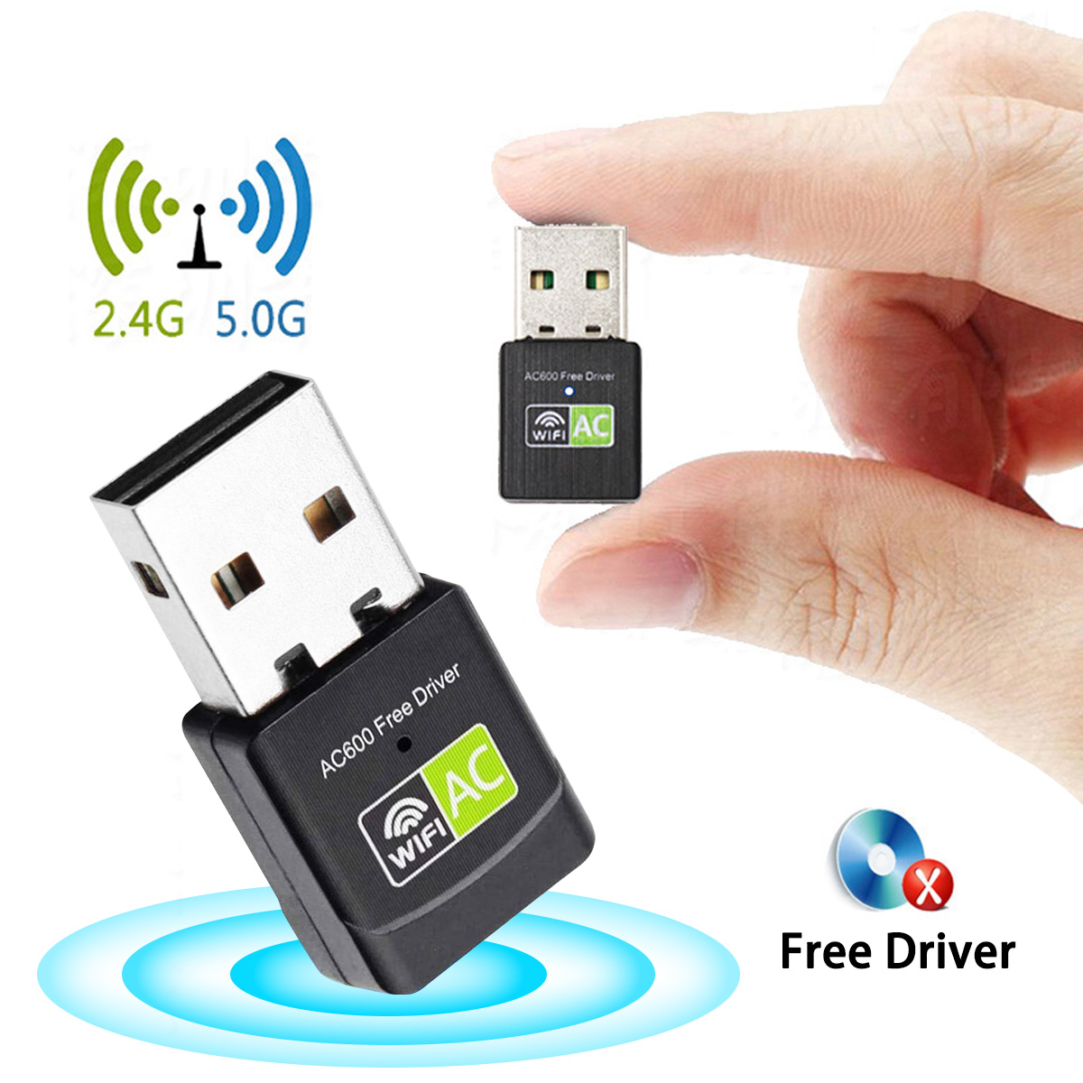 Free Driver USB Wifi Adapter 600Mbps Wi fi Adapter 5 Ghz Antenna Ethernet PC Wi-Fi Adapter Lan Wifi Dongle AC Wifi Receiver