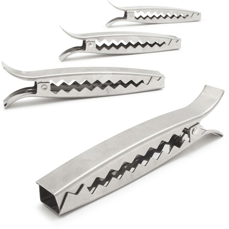 4pcs/set Stainless Steel Grill Clips Vegetable Grill Tongs Barbecue Grill Veggie Roasting Clamp Outdoor BBQ Accessories 6.25 in