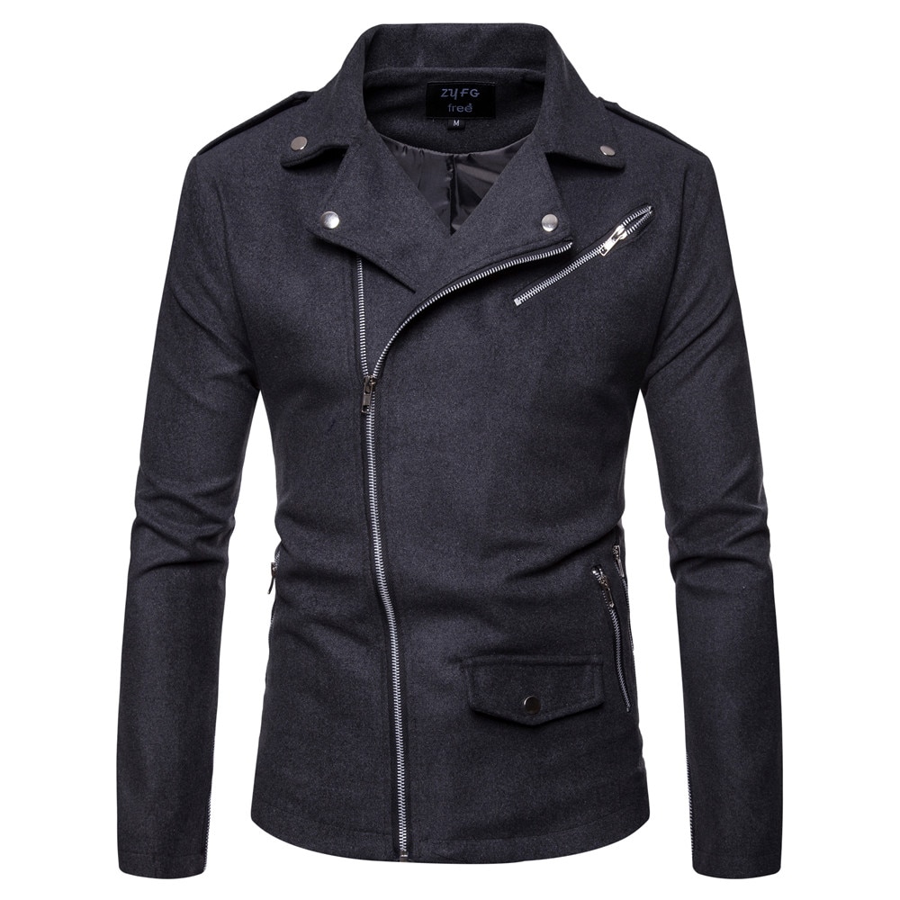 Men's Coat Men's Formal Diagonal Pull British Coat Long Wool Coat Windbreaker Men's Coat