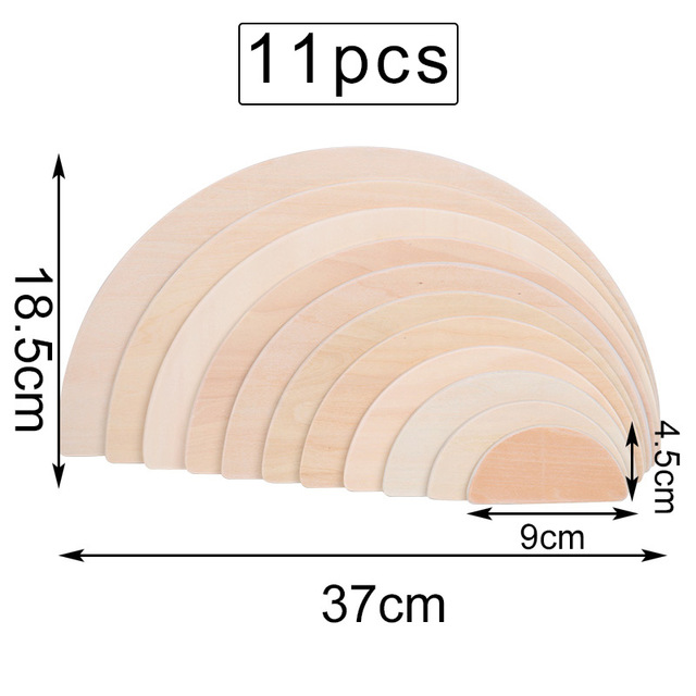 Kinderen Speelgoed Grote Rainbow Stacker Houten Speelgoed Voor Baby Regenboog Bouwstenen Montessori Educatief Speelgoed Kinderen: 11-Semicircular-Wood