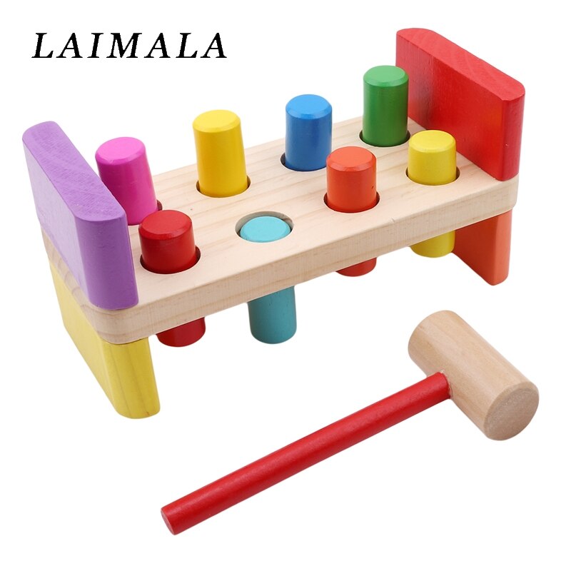 1 Beat Toy Educational Cartoon colorato carino martello di legno Beat Toy Intelligence Toy per neonati neonati bambini bambini