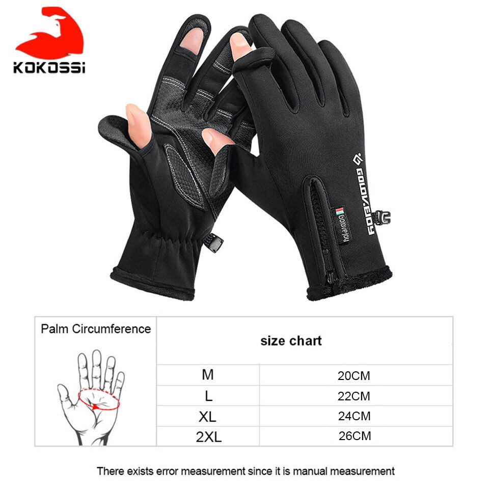 Linguolin Winter Fishing Gloves 2 Finger Flip Fingerless Gloves Non Slip Waterproof Warm Winter Gloves For Fishing Cycling Running I434602837