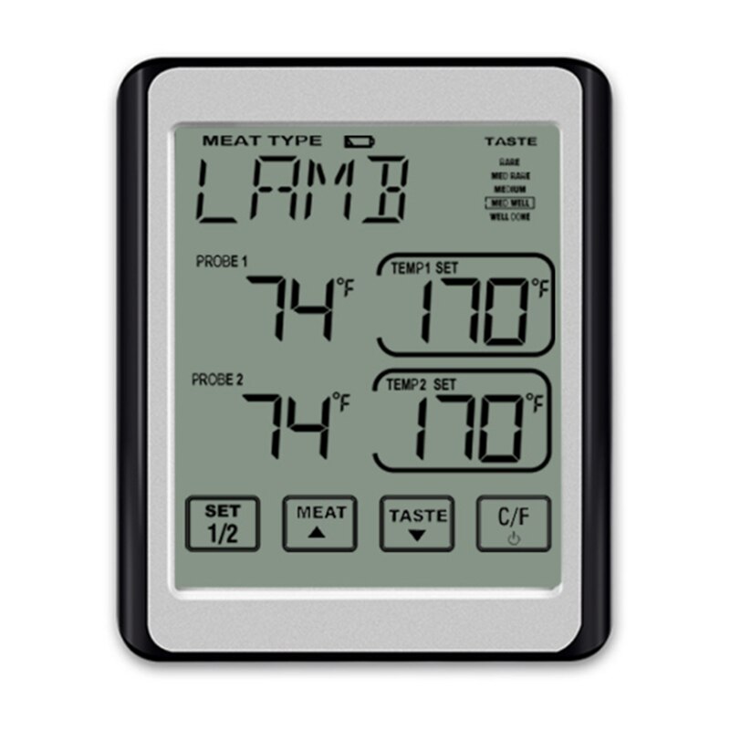 Elektronische barbecuevoedselthermometer ch -212 dubbele sonde kleurenscherm intelligente alarmvleesthermometer