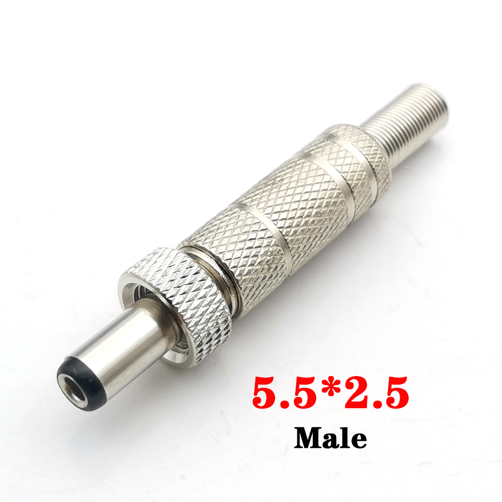 5 uds 5,5x2,5mm 5,5x2,1mm DC 12V conector de alimentación macho enchufe hembra adaptador de conector de Metal con bloqueo de rosca 5,5*2,1 5,5*2,5: Lavanda