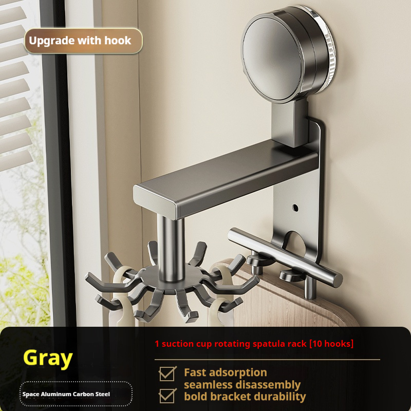 Porte-ustensile Rotatif, Outil de Cuisine, Cintre Peu Encombrant, Cuillères, Spatules, Couverts et Outils de Cuisine: Gris clair